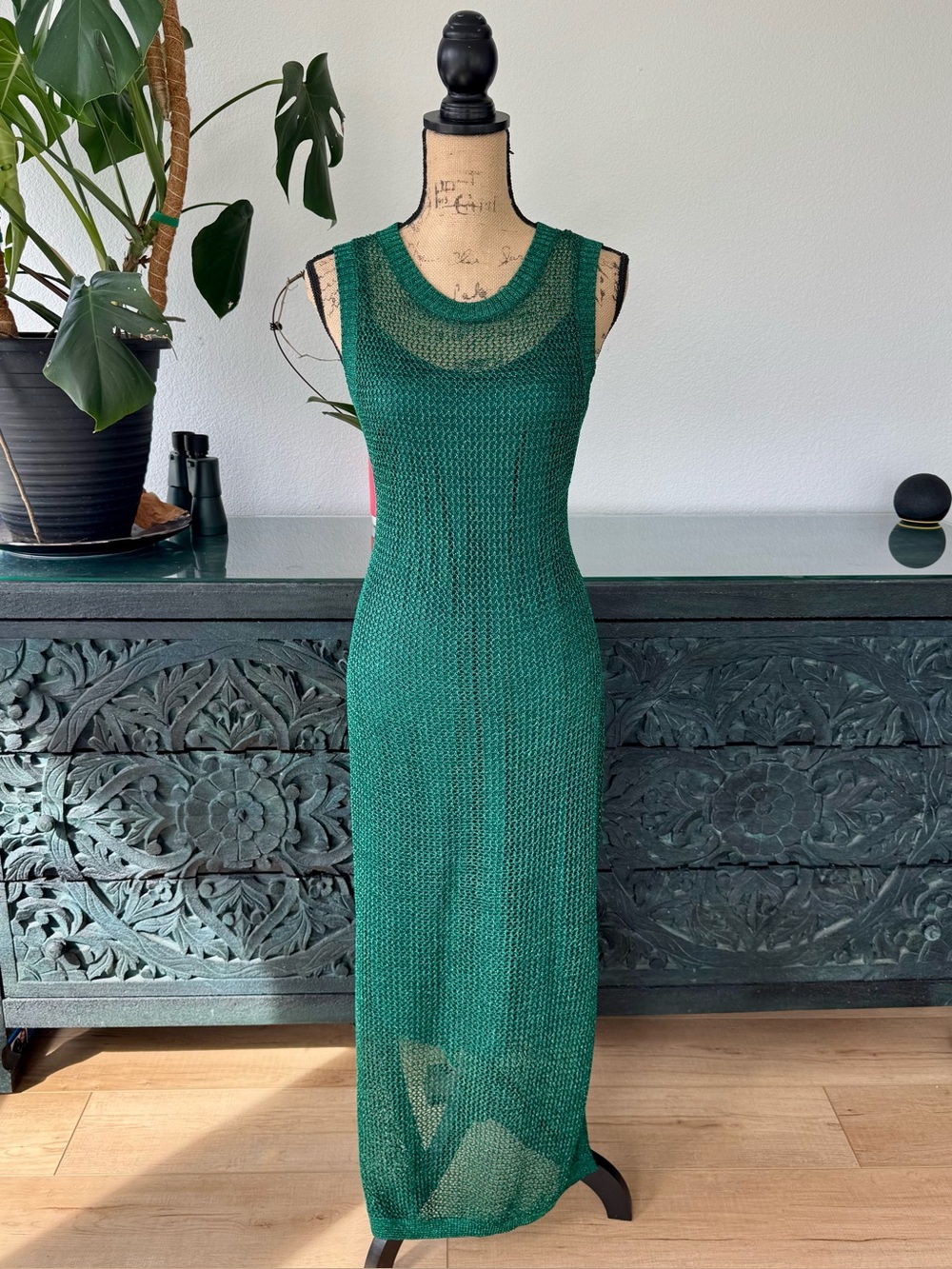 a new day Shimmer Emerald Green Sleeveless Knit Maxi Dress
